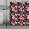 Japanese Cranes And Chrysanthemums Print Polyester Shower Curtain