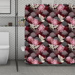 Japanese Cranes And Chrysanthemums Print Polyester Shower Curtain