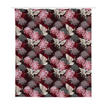 Japanese Cranes And Chrysanthemums Print Polyester Shower Curtain