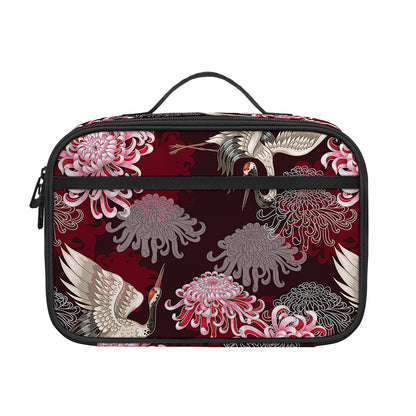 Japanese Cranes And Chrysanthemums Print Portable Lunch Bag