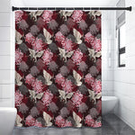 Japanese Cranes And Chrysanthemums Print Premium Shower Curtain