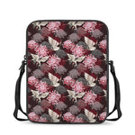 Japanese Cranes And Chrysanthemums Print Rectangular Crossbody Bag