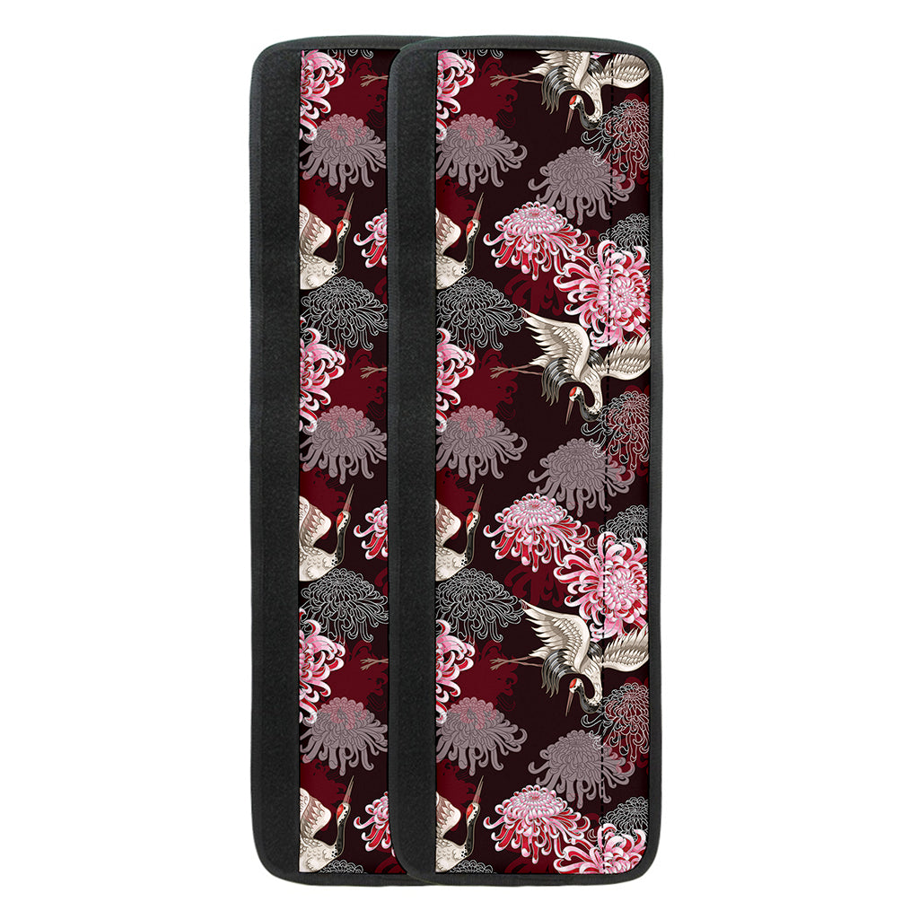 Japanese Cranes And Chrysanthemums Print Refrigerator Handle Covers