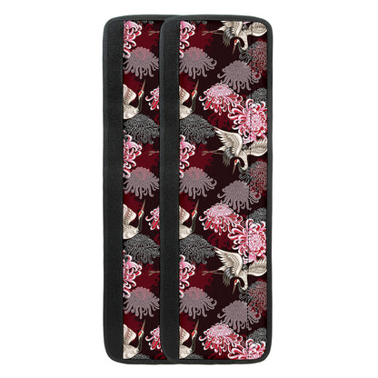 Japanese Cranes And Chrysanthemums Print Refrigerator Handle Covers