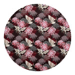 Japanese Cranes And Chrysanthemums Print Round Blanket