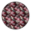 Japanese Cranes And Chrysanthemums Print Round Floor Mat