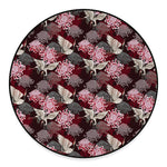 Japanese Cranes And Chrysanthemums Print Round Floor Mat