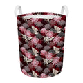 Japanese Cranes And Chrysanthemums Print Round Laundry Basket
