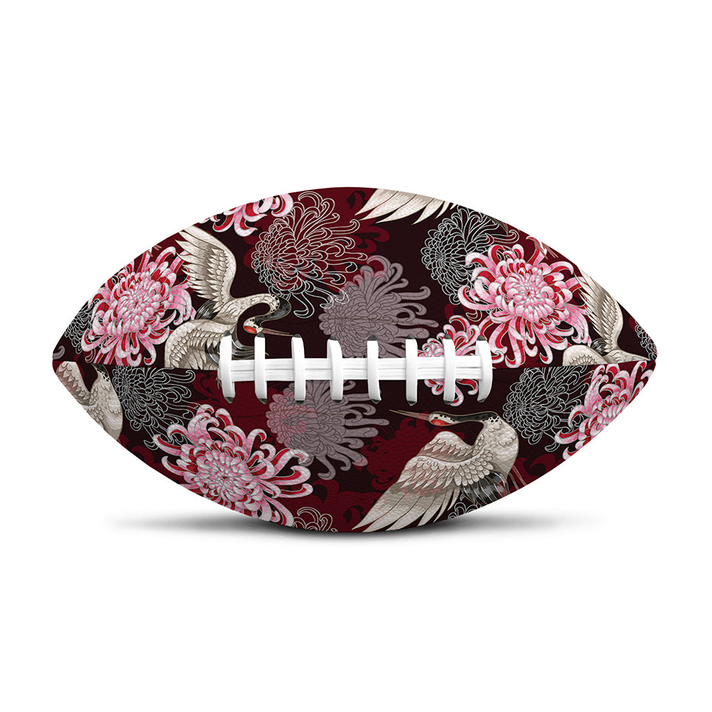 Japanese Cranes And Chrysanthemums Print Rugby Ball