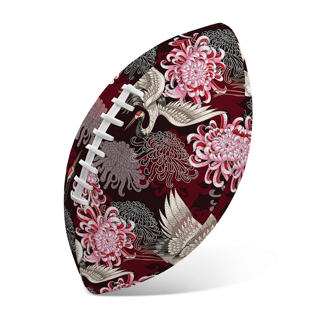 Japanese Cranes And Chrysanthemums Print Rugby Ball