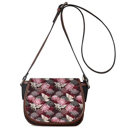 Japanese Cranes And Chrysanthemums Print Saddle Bag