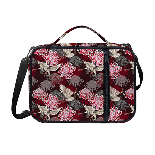 Japanese Cranes And Chrysanthemums Print Shoulder Strap Bible Bag