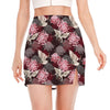 Japanese Cranes And Chrysanthemums Print Side Slit Mini Skirt