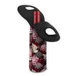 Japanese Cranes And Chrysanthemums Print Single Neoprene Wine Tote