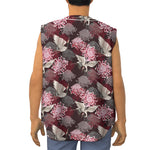 Japanese Cranes And Chrysanthemums Print Sleeveless Baseball Jersey
