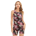 Japanese Cranes And Chrysanthemums Print Sleeveless One Piece Swimsuit