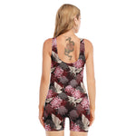 Japanese Cranes And Chrysanthemums Print Sleeveless One Piece Swimsuit