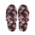 Japanese Cranes And Chrysanthemums Print Slippers