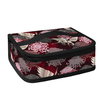 Japanese Cranes And Chrysanthemums Print Small Lunch Bag