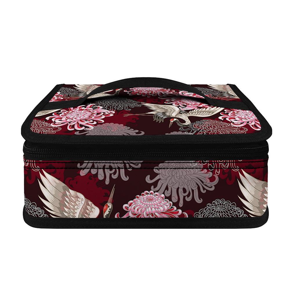 Japanese Cranes And Chrysanthemums Print Small Lunch Bag