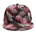 Japanese Cranes And Chrysanthemums Print Snapback Cap