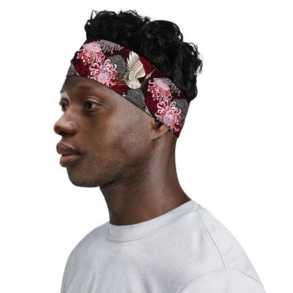 Japanese Cranes And Chrysanthemums Print Sports Headband