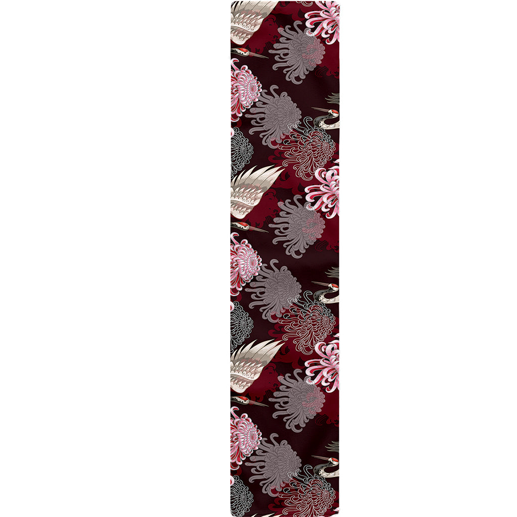 Japanese Cranes And Chrysanthemums Print Table Runner