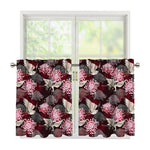 Japanese Cranes And Chrysanthemums Print Tier Curtains