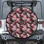 Japanese Cranes And Chrysanthemums Print Tire Cover With Camera Hole