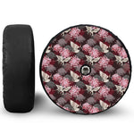 Japanese Cranes And Chrysanthemums Print Tire Cover With Camera Hole