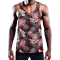 Japanese Cranes And Chrysanthemums Print Men's Workout Tank Top