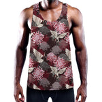 Japanese Cranes And Chrysanthemums Print Training Tank Top
