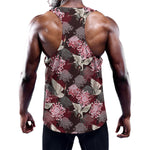 Japanese Cranes And Chrysanthemums Print Training Tank Top
