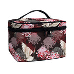 Japanese Cranes And Chrysanthemums Print Travel Makeup Bag