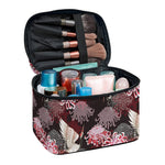 Japanese Cranes And Chrysanthemums Print Travel Makeup Bag