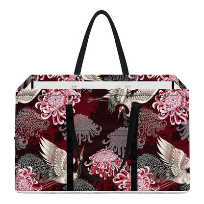 Japanese Cranes And Chrysanthemums Print Utility Tote Bag