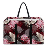 Japanese Cranes And Chrysanthemums Print Utility Tote Bag