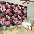 Japanese Cranes And Chrysanthemums Print Wall Sticker