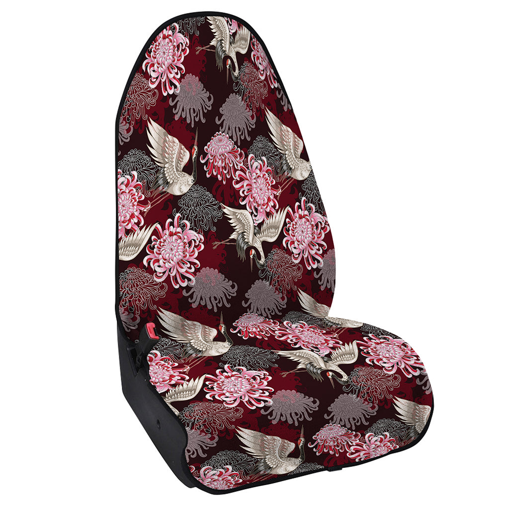 Japanese Cranes And Chrysanthemums Print Waterproof Car Seat Cover