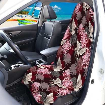 Japanese Cranes And Chrysanthemums Print Waterproof Car Seat Cover