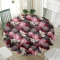 Japanese Cranes And Chrysanthemums Print Waterproof Round Tablecloth