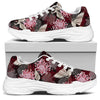 Japanese Cranes And Chrysanthemums Print White Chunky Shoes
