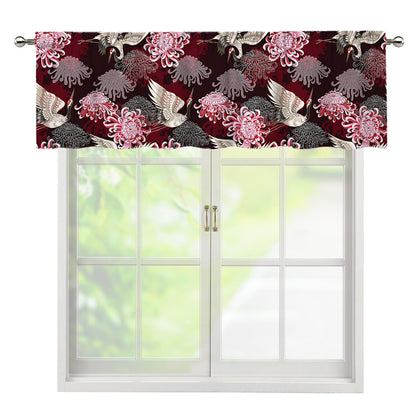 Japanese Cranes And Chrysanthemums Print Window Valance