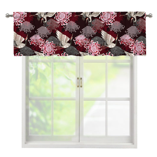 Japanese Cranes And Chrysanthemums Print Window Valance
