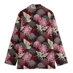 Japanese Cranes And Chrysanthemums Print Women's Blazer