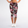 Japanese Cranes And Chrysanthemums Print Women's Capri Leggings