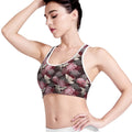 Japanese Cranes And Chrysanthemums Print Women's Sports Bra