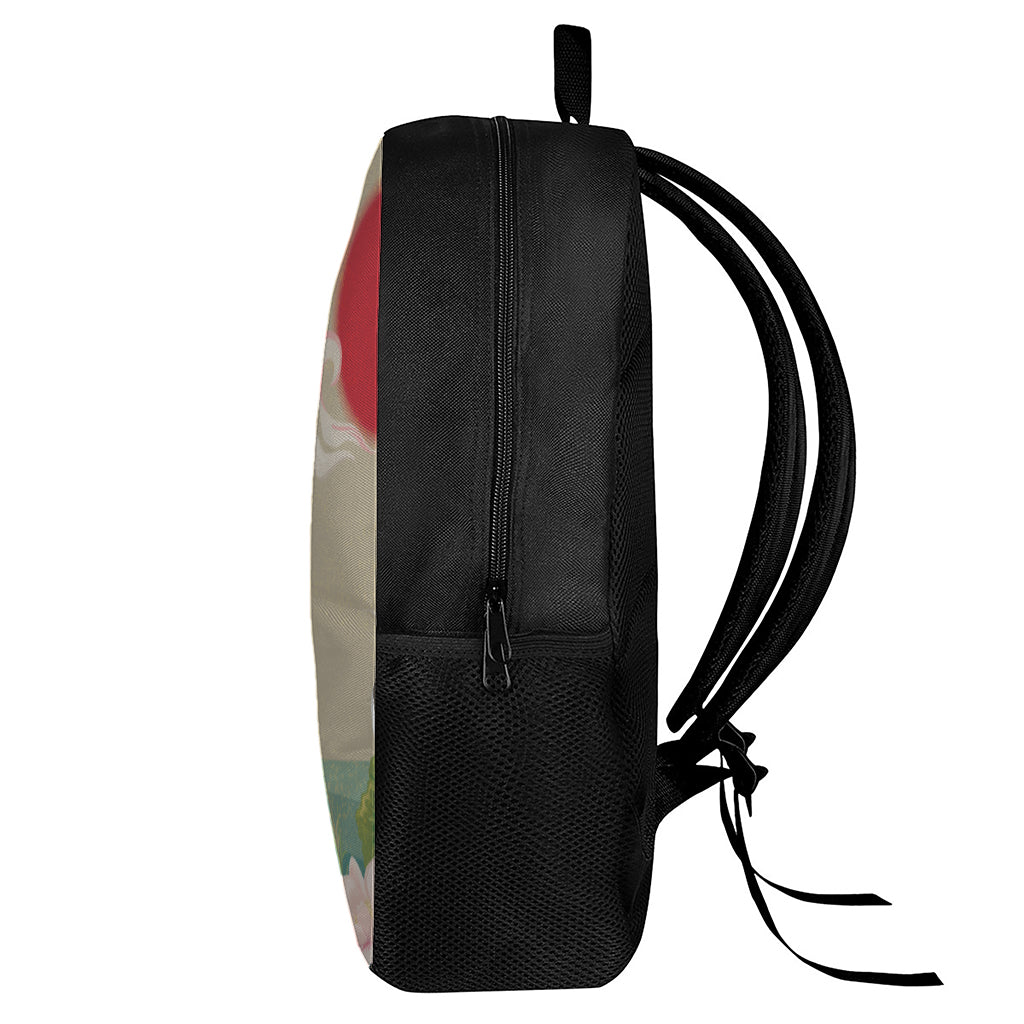 Japanese Cranes At Sunset Print 17 Inch Backpack