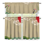 Japanese Cranes At Sunset Print 3 Piece Kitchen Curtains