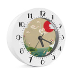 Japanese Cranes At Sunset Print Alarm Clock